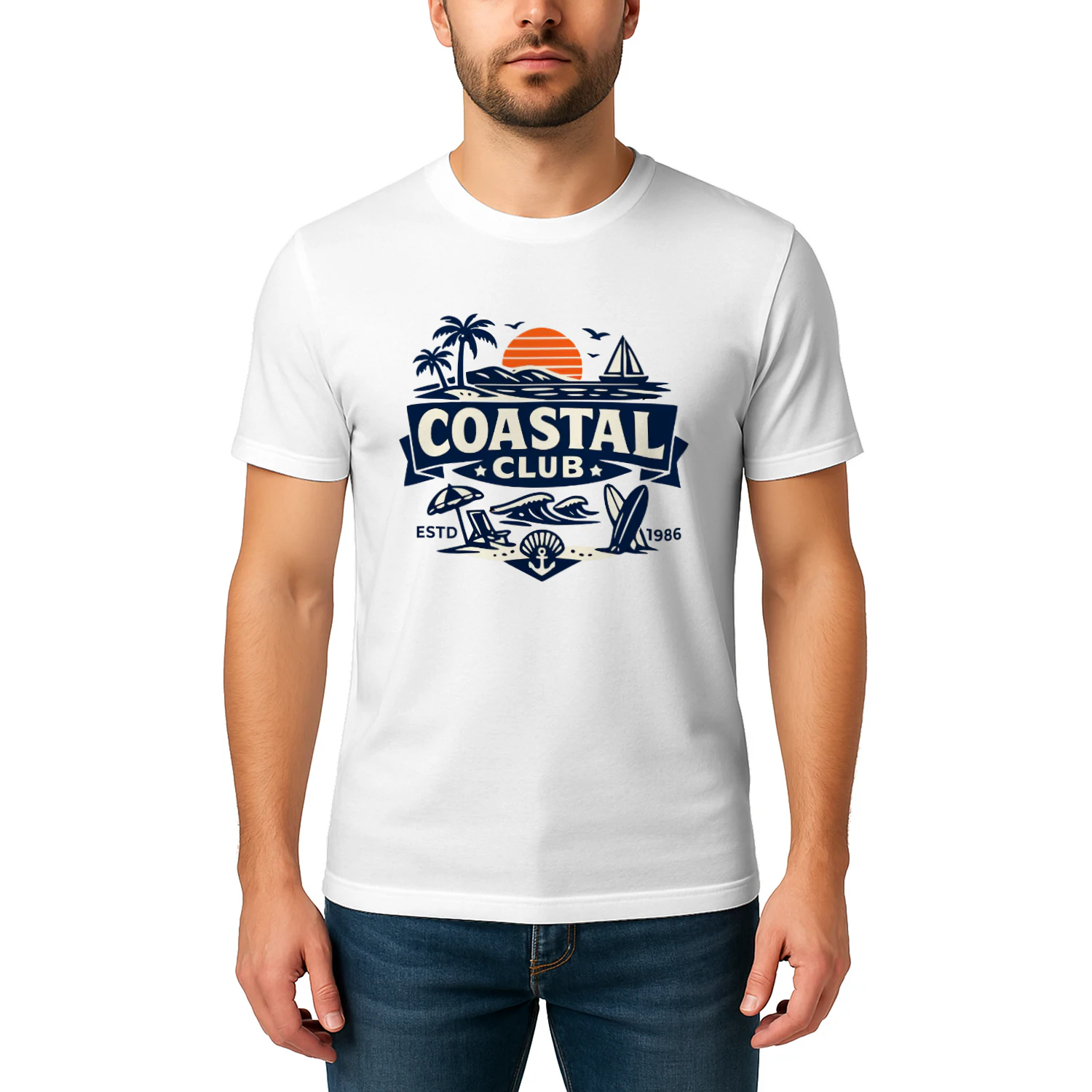 Coastal Club Vintage Beach Graphic T-Shirt | Unisex Summer Cotton Tee 