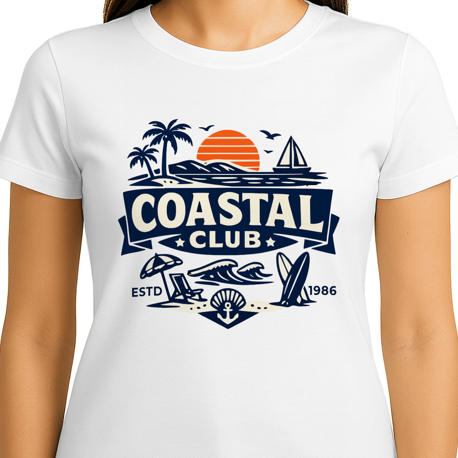 Coastal Club Vintage Beach Graphic T-Shirt | Unisex Summer Cotton Tee 