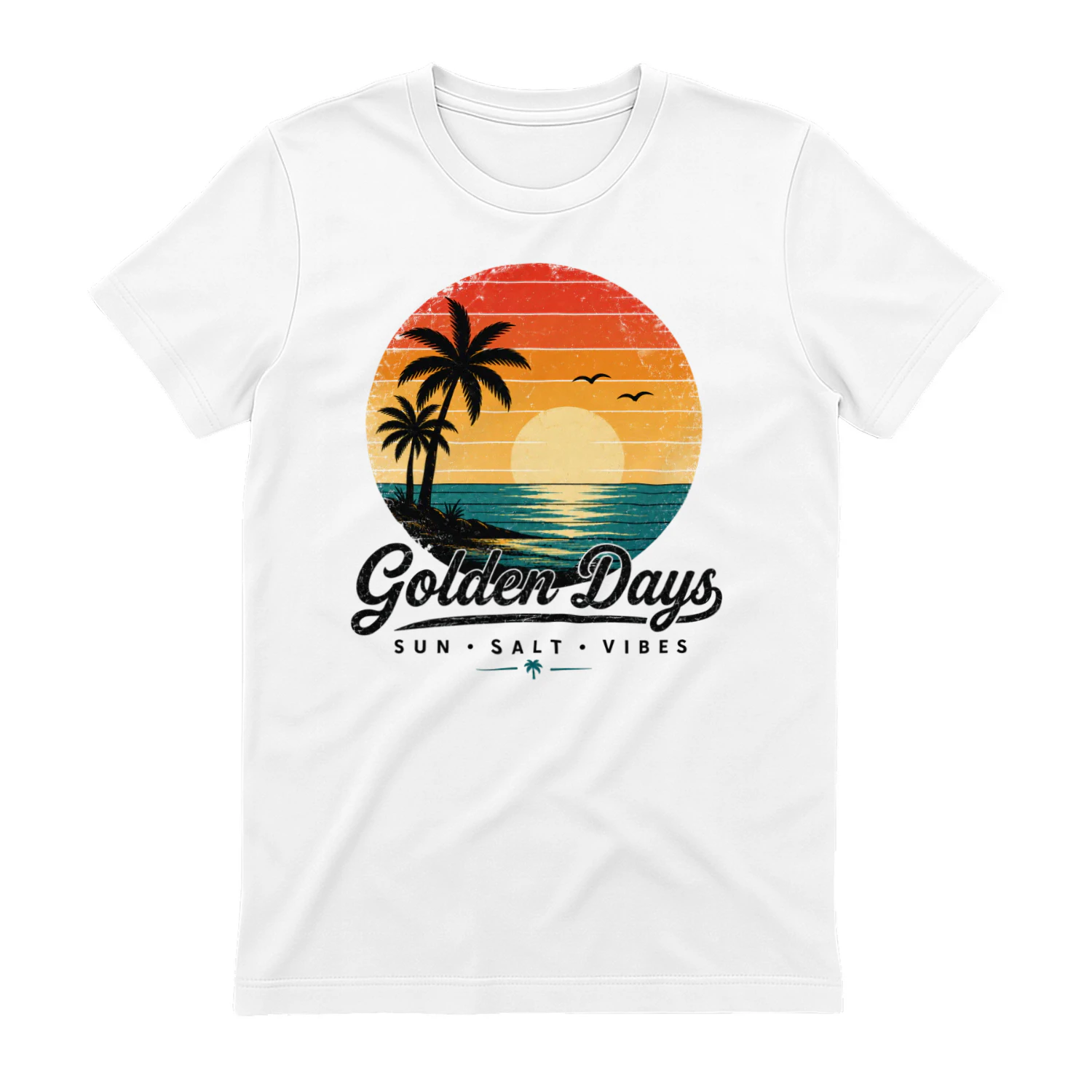 Golden Days Retro Sunset T-Shirt - Vintage Summer Beach Styl