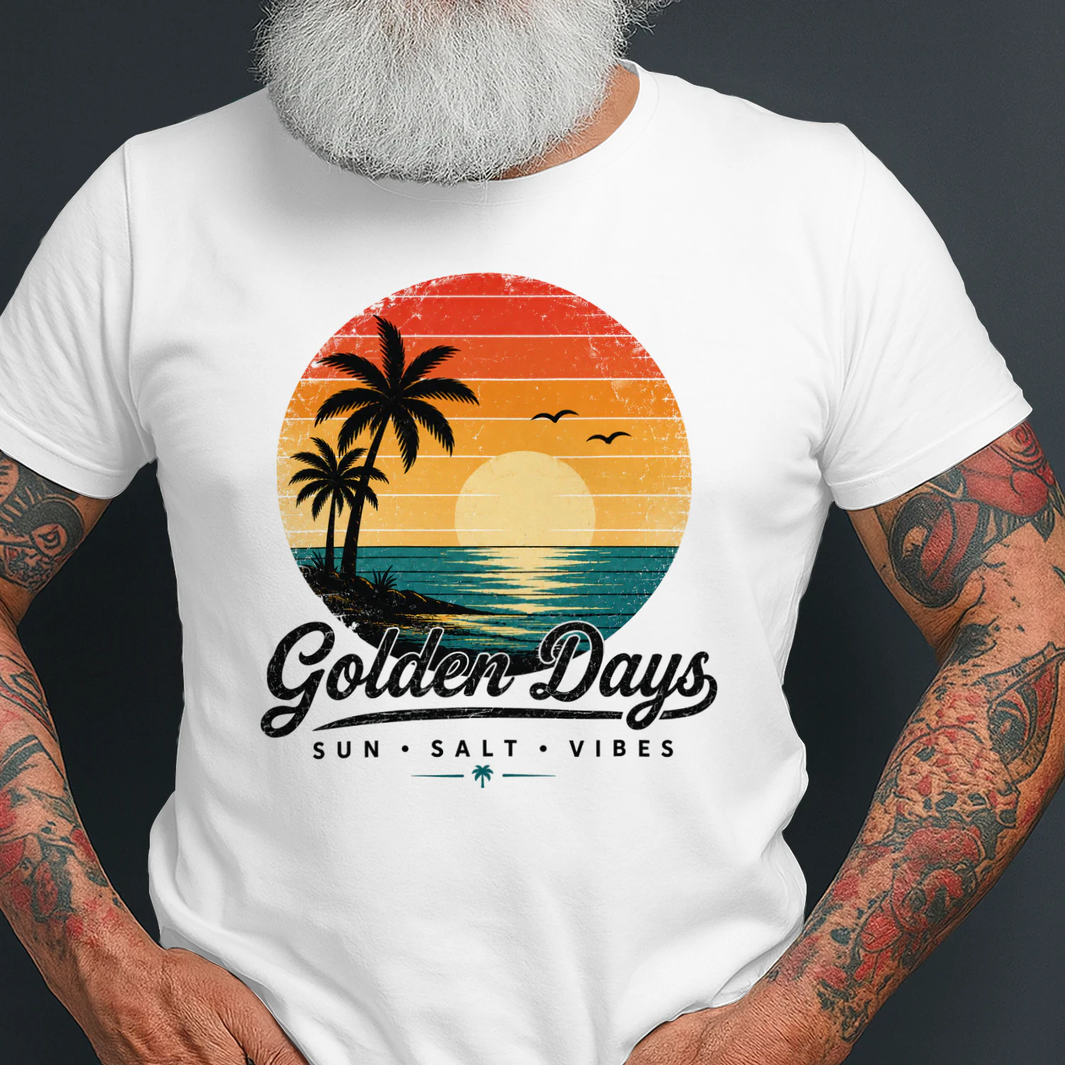 Golden Days Retro Sunset T-Shirt - Vintage Summer Beach Styl