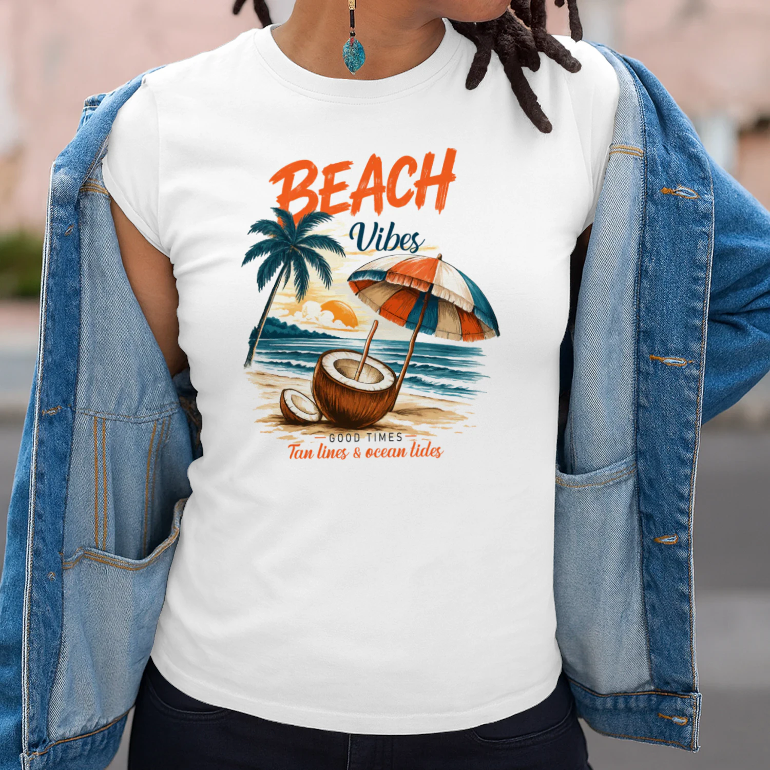 Beach Vibes – Tropical Summer Coconut Graphic T-Shirt