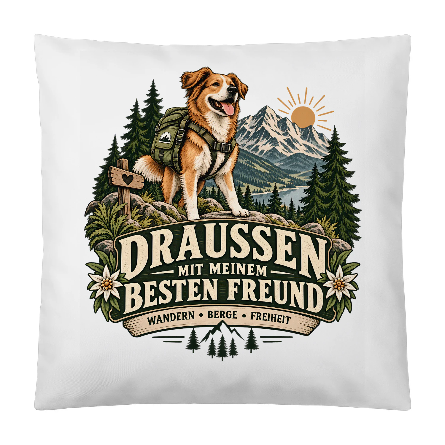 WANDERWILD Kissen – Draußen mit meinem besten Freund | Wanderer & Hunde Geschenk
