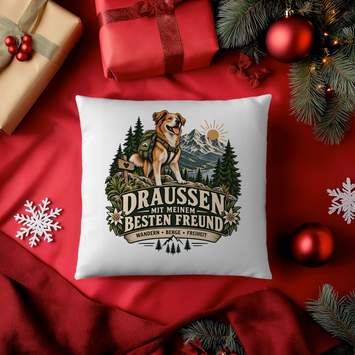 WANDERWILD Kissen – Draußen mit meinem besten Freund | Wanderer & Hunde Geschenk