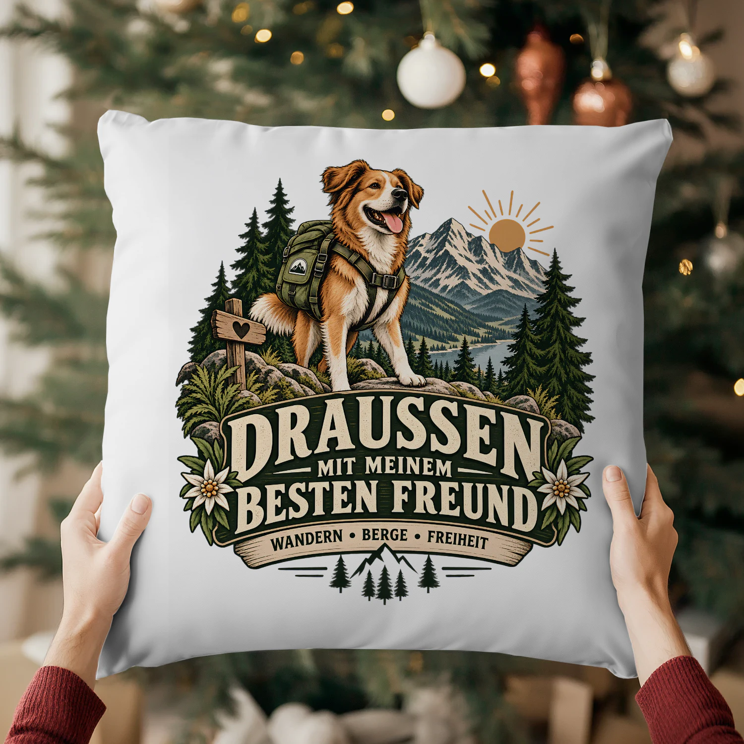 WANDERWILD Kissen – Draußen mit meinem besten Freund | Wanderer & Hunde Geschenk