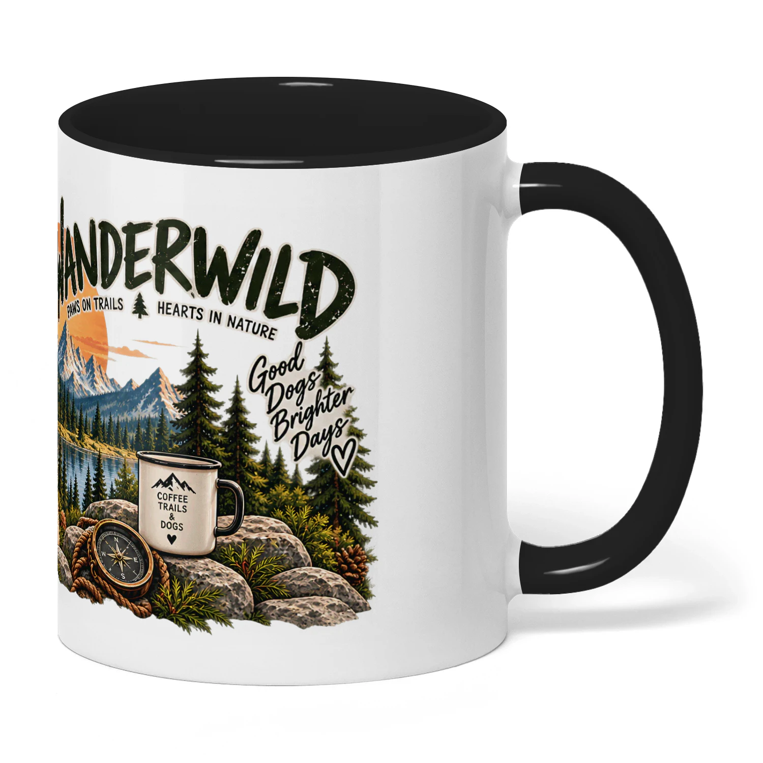 WANDERWILD Tasse 11oz – Draußen mit meinem besten Freund | Wanderer & Hundeliebhaber