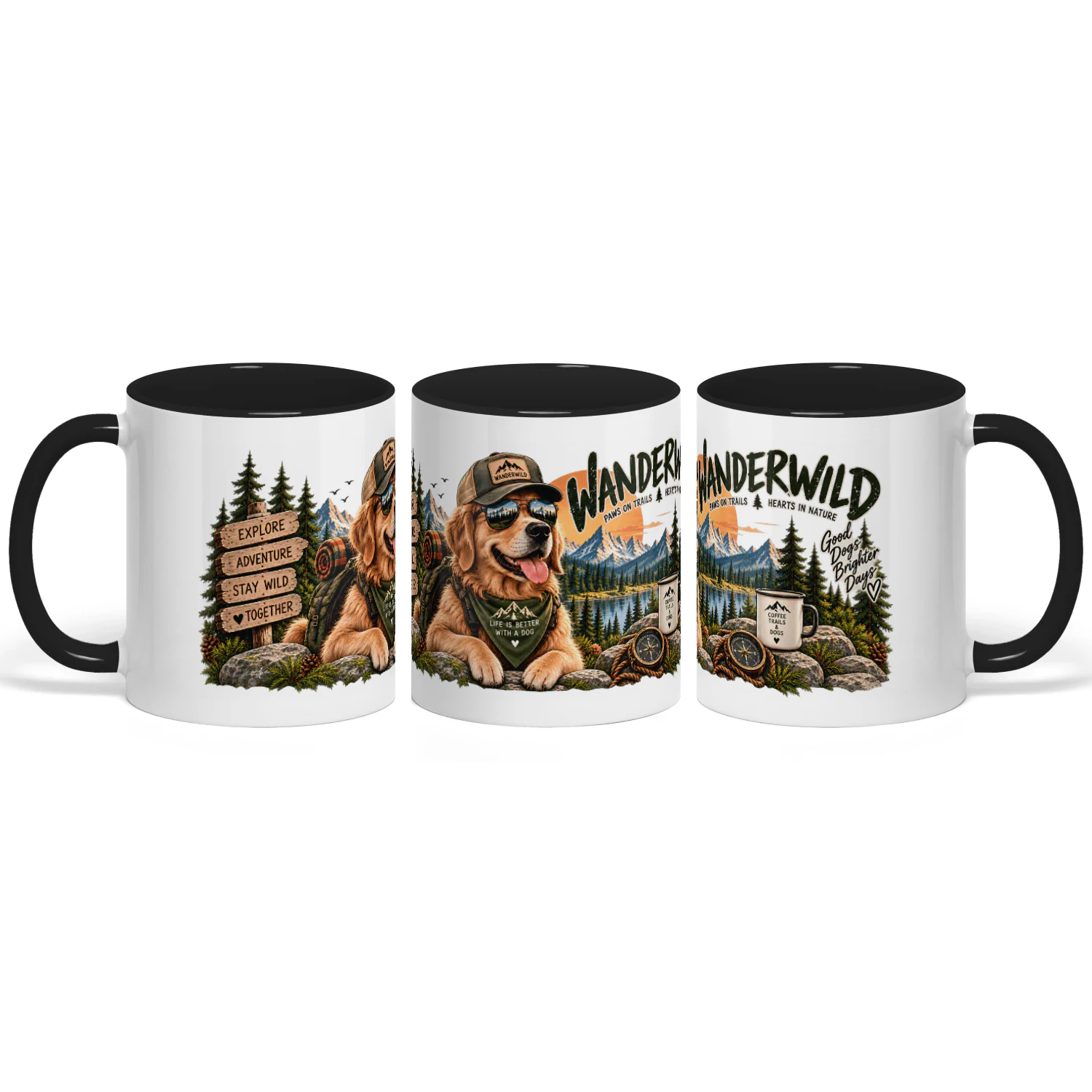 WANDERWILD Tasse 11oz – Draußen mit meinem besten Freund | Wanderer & Hundeliebhaber