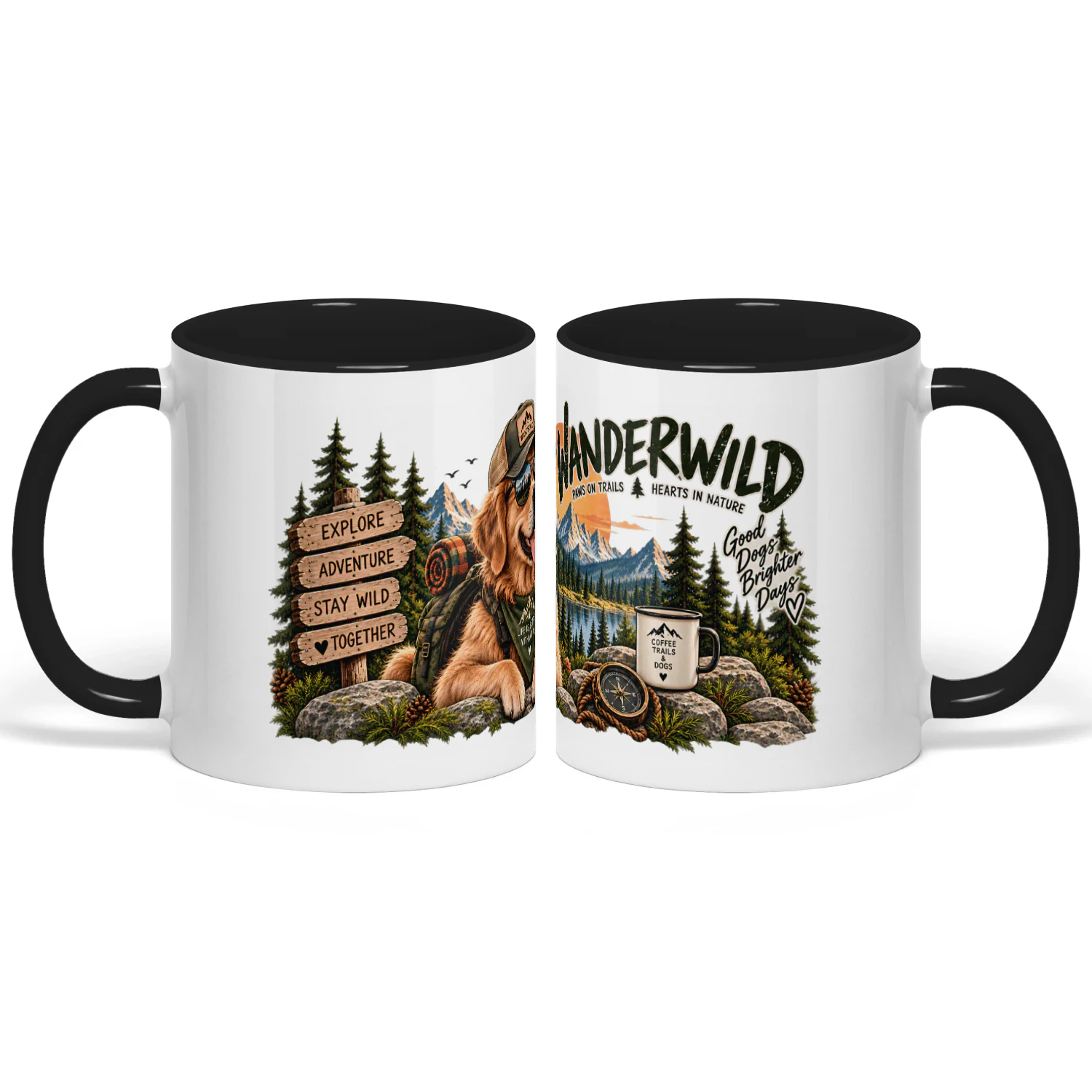 WANDERWILD Tasse 11oz – Draußen mit meinem besten Freund | Wanderer & Hundeliebhaber