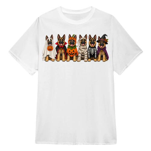 Spooky German Shepherds in Costume