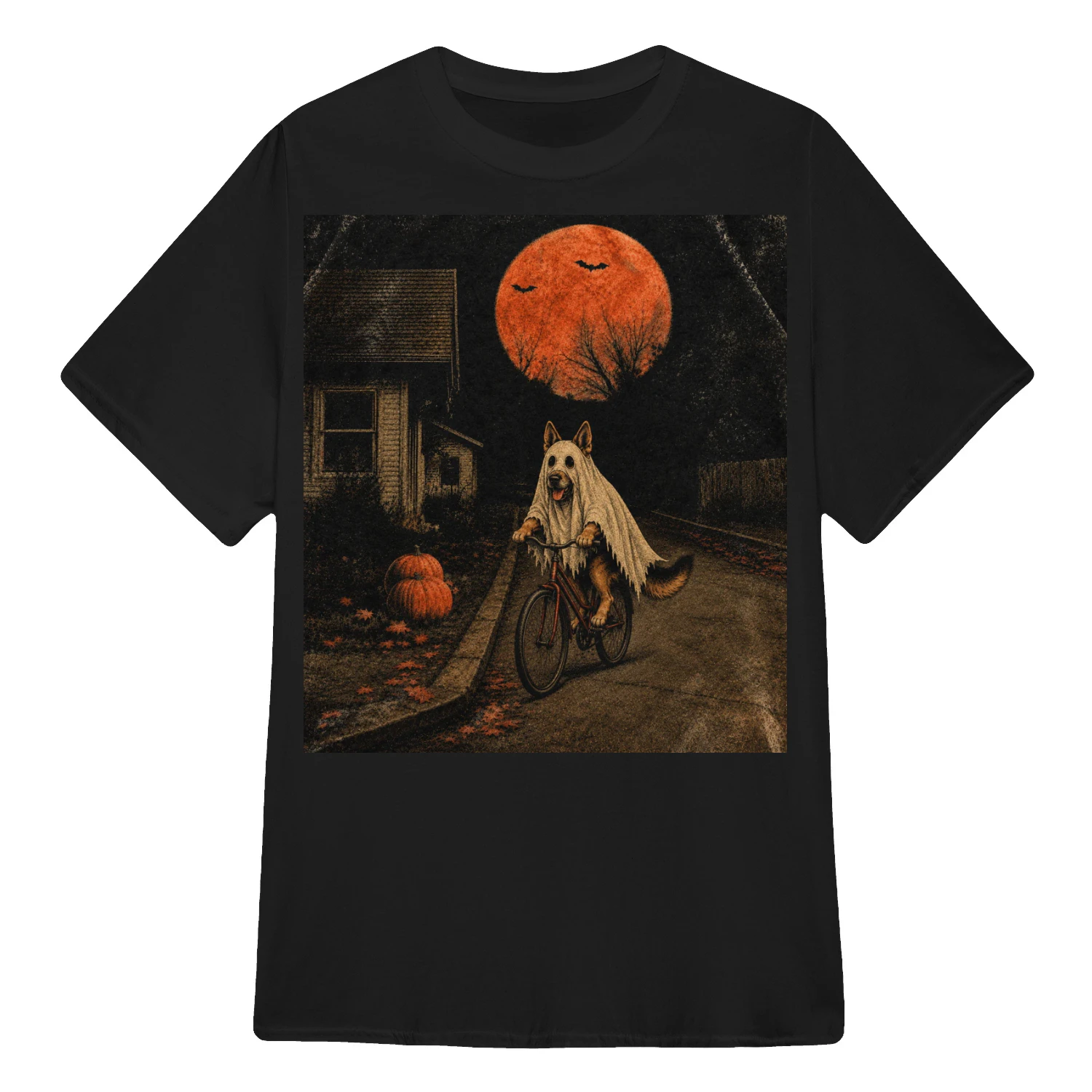 German Shepherd Ghost Rider Under the Harvest Moon