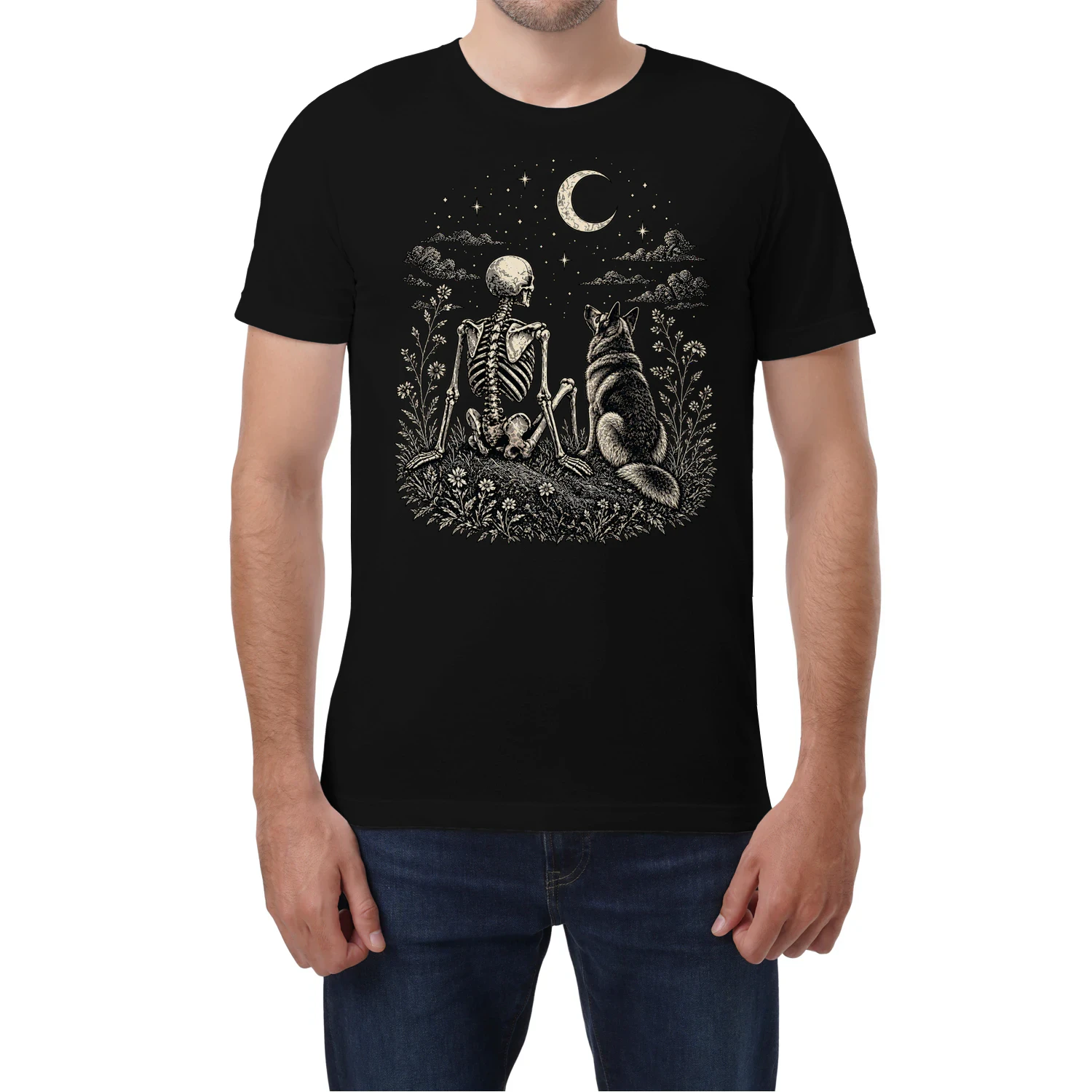 Starlit Companions_ Skeleton and Shepherd