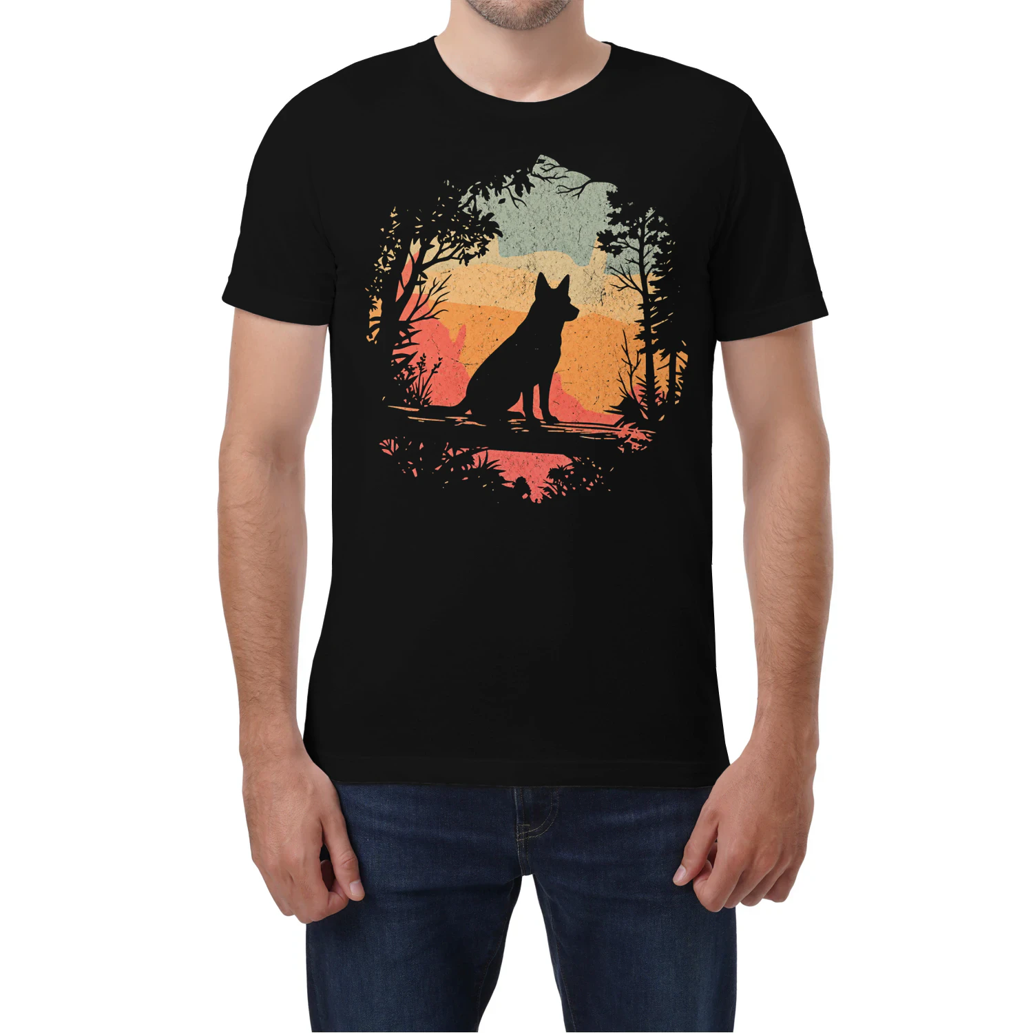 Grunge GSD Sunset Forest Badge