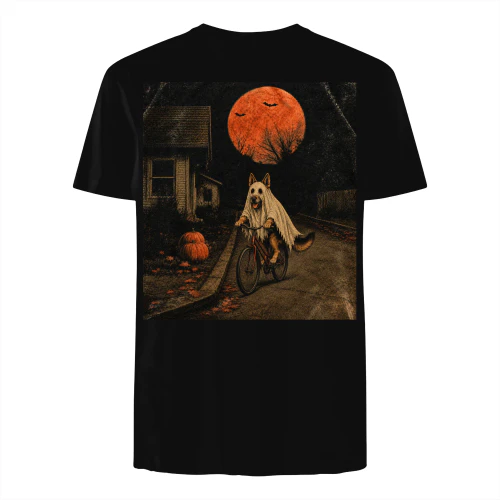 German Shepherd Ghost Rider Under the Harvest Moon