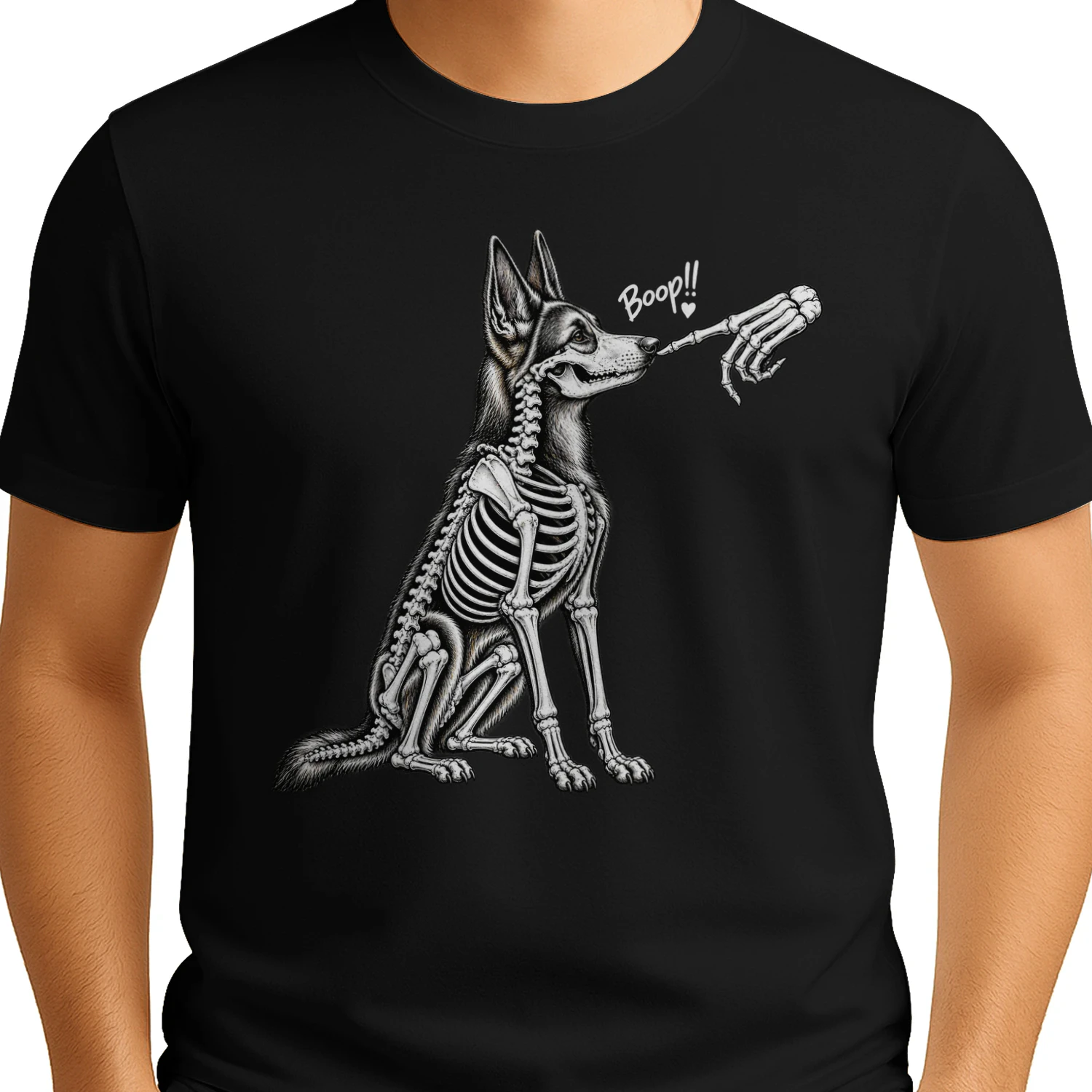 Boop German Shepherd Dog Skeleton Halloween Night Graphic