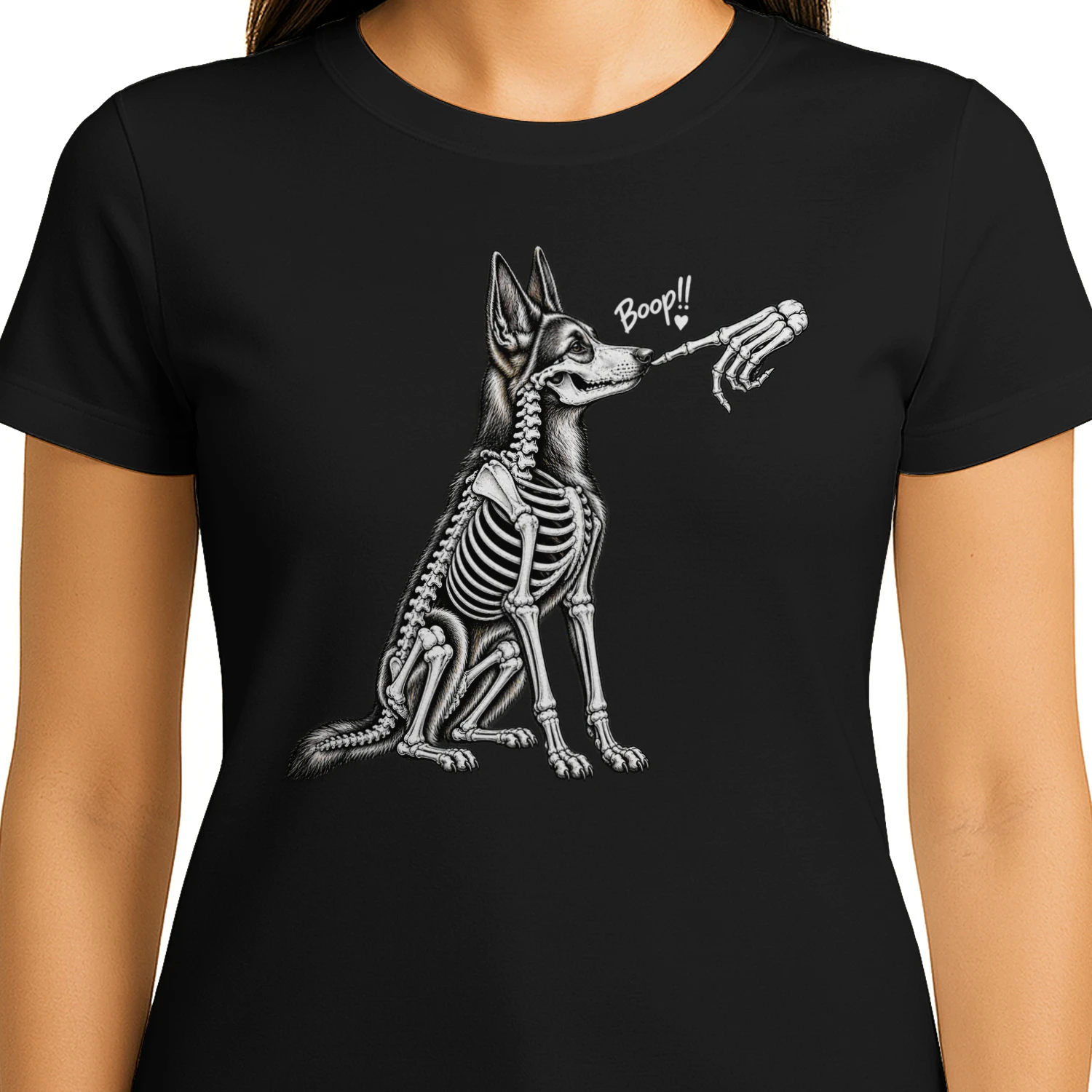 Boop German Shepherd Dog Skeleton Halloween Night Graphic