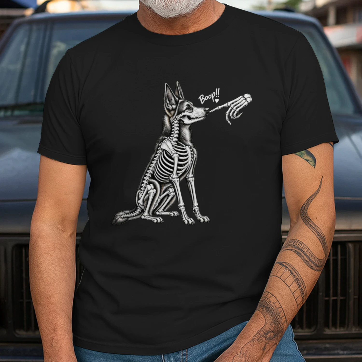 Boop German Shepherd Dog Skeleton Halloween Night Graphic