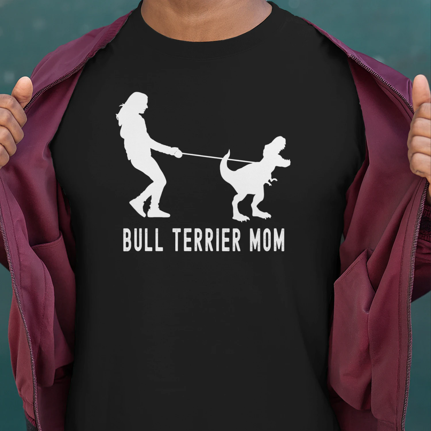 Bull Terrier mom dinosaur