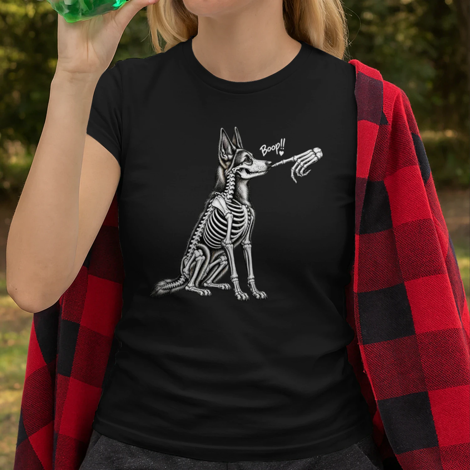 Boop German Shepherd Dog Skeleton Halloween Night Graphic