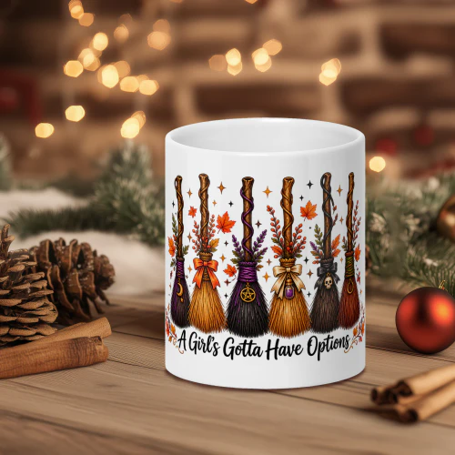 witch brooms halloween mug