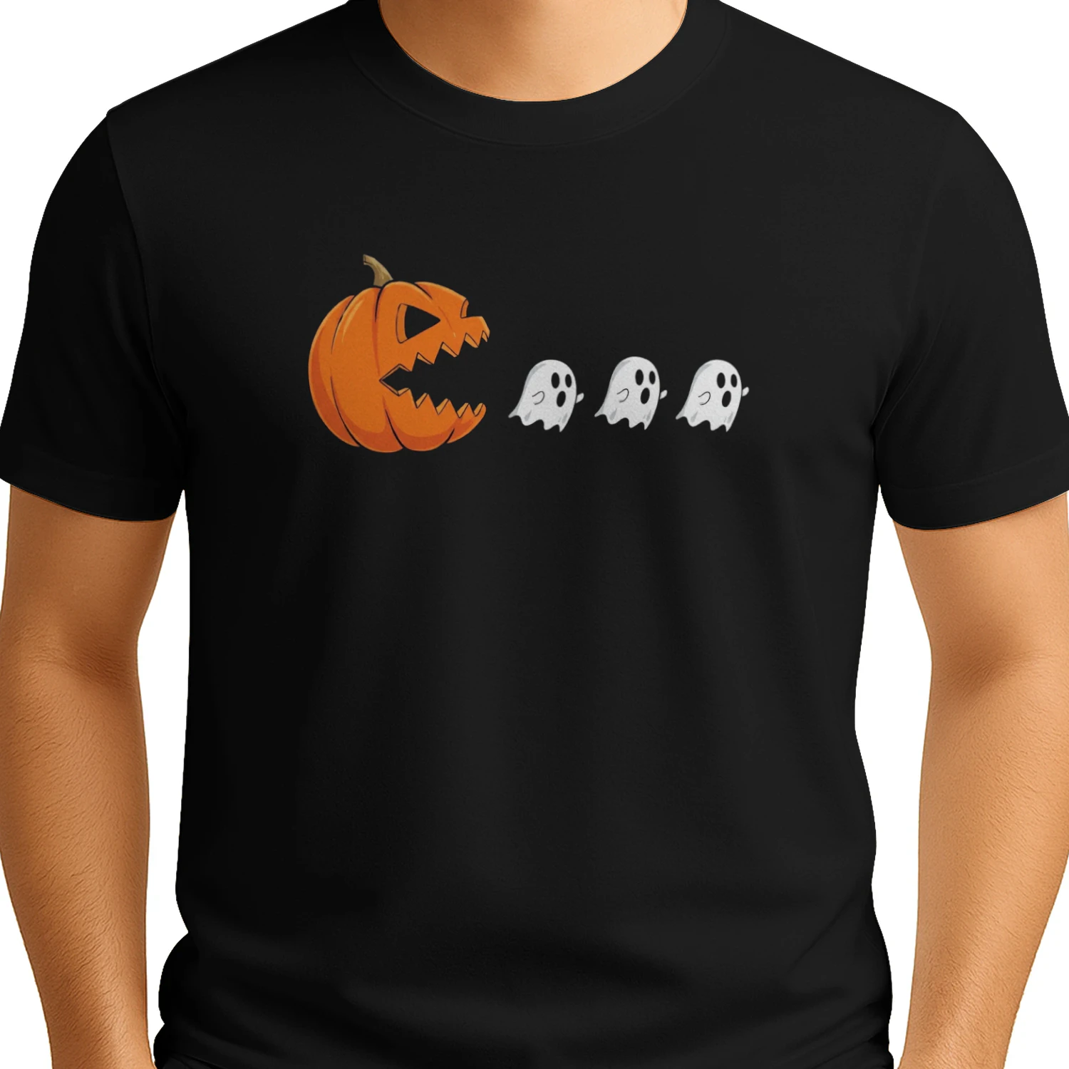 Pumpkin Eating Ghost Halloween Gamer T-shirt