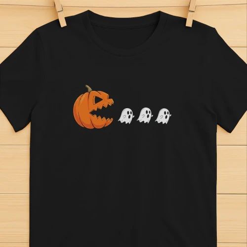 Pumpkin Eating Ghost Halloween Gamer Shirt