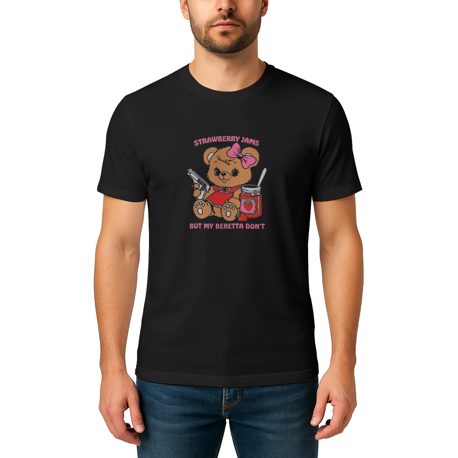 Strawberry Jams But My Beretta Dont T-shirt  Funny Country Music Humor Design