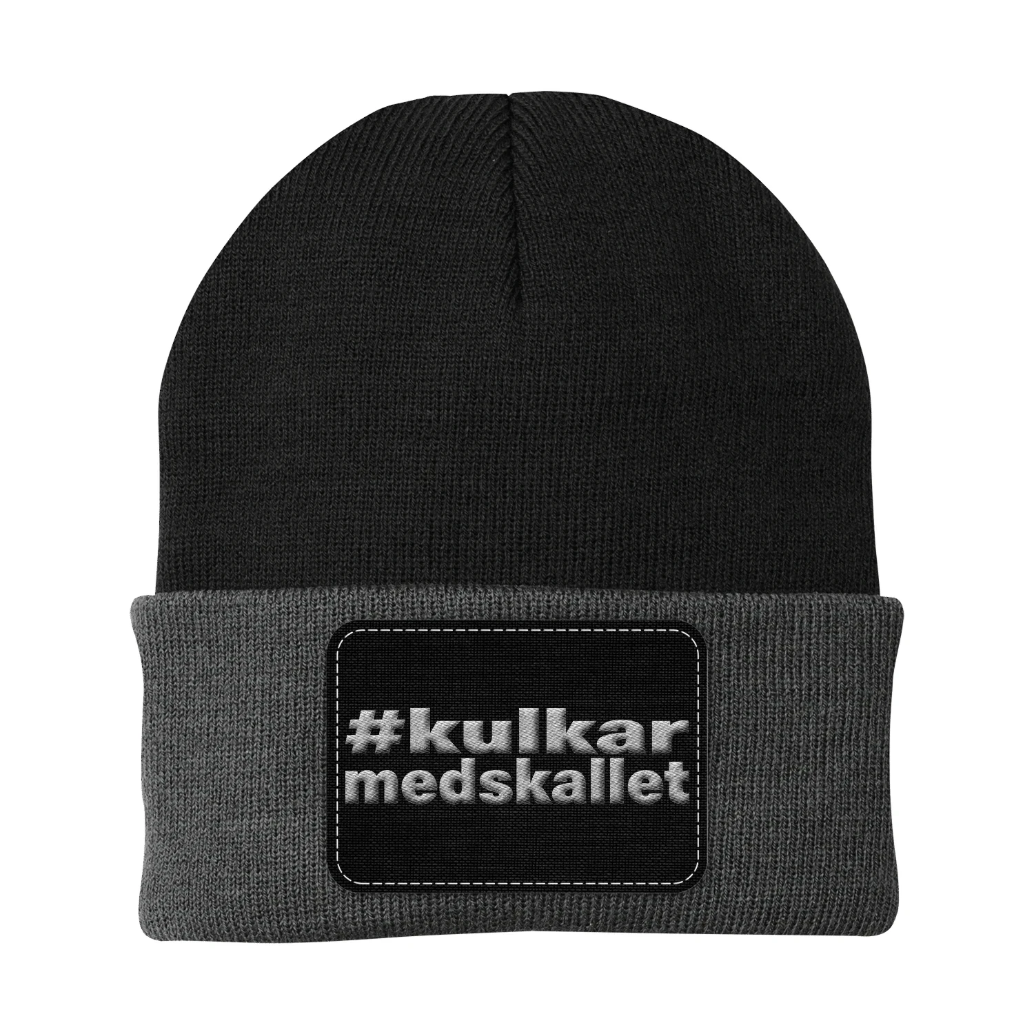 medskallet Knit Beanie Hat - Rectangle Patch