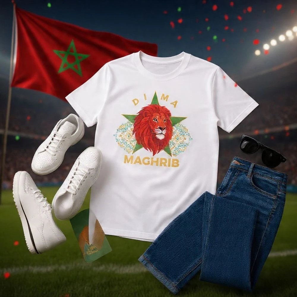 Dima Maghrib Atlas Lion Morocco T-Shirt - Moroccan Pride Heritage Gift USA Canada