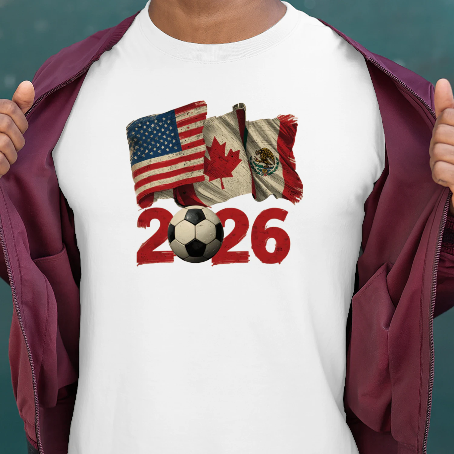 Ultra high resolution professional print quality design, hand-painted oil painting style with heavy brush strokes, three waving flags USA Canada Mexico in rich artistic texture, USA flag red white blue with sta (1)