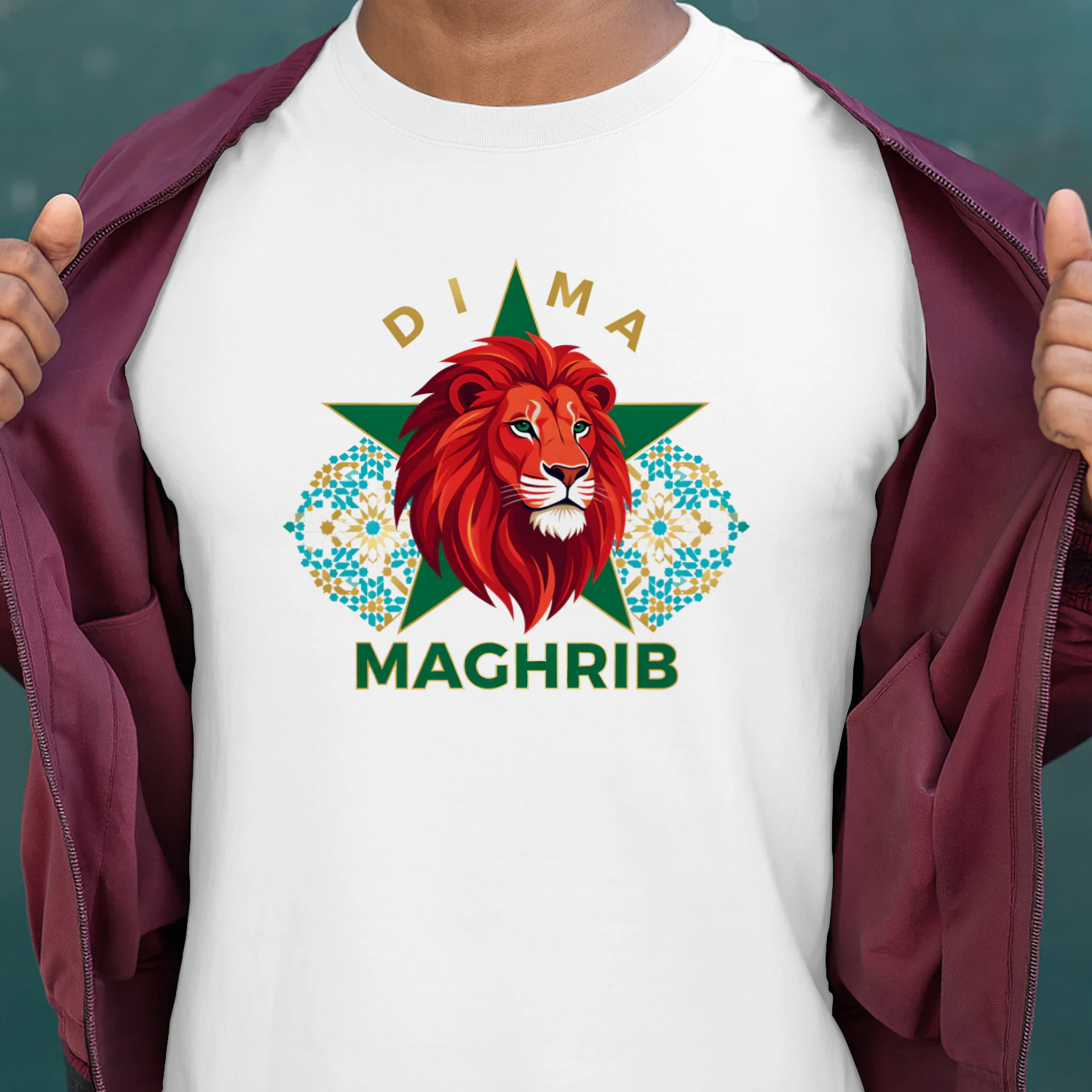 Dima Maghrib Atlas Lion Morocco T-Shirt - Moroccan Pride Heritage Gift USA Canada