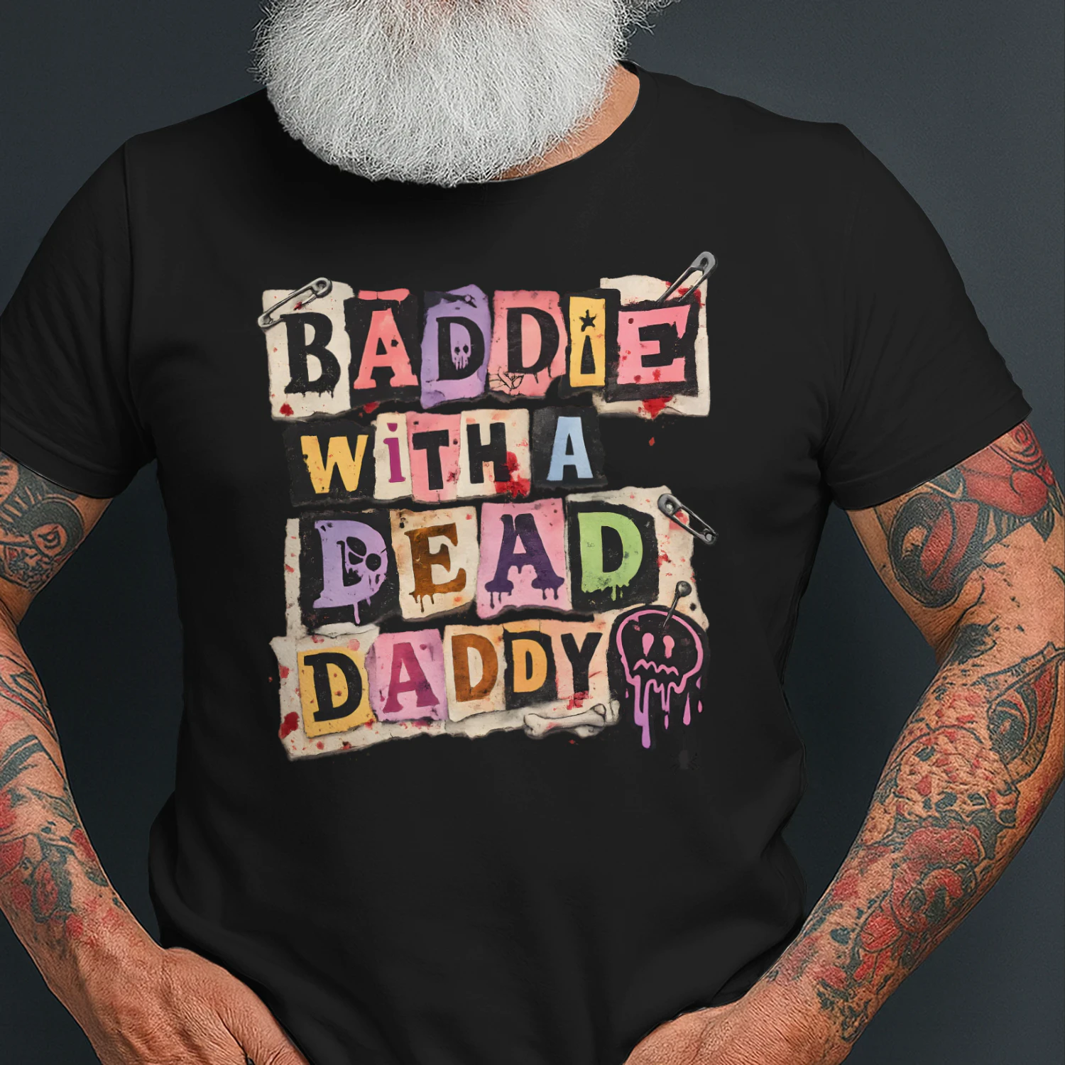 Baddie With A Dead Daddy Shirt For Edgy Girls_Ransom Note Dark Humor Lover Alt Aesthetic 