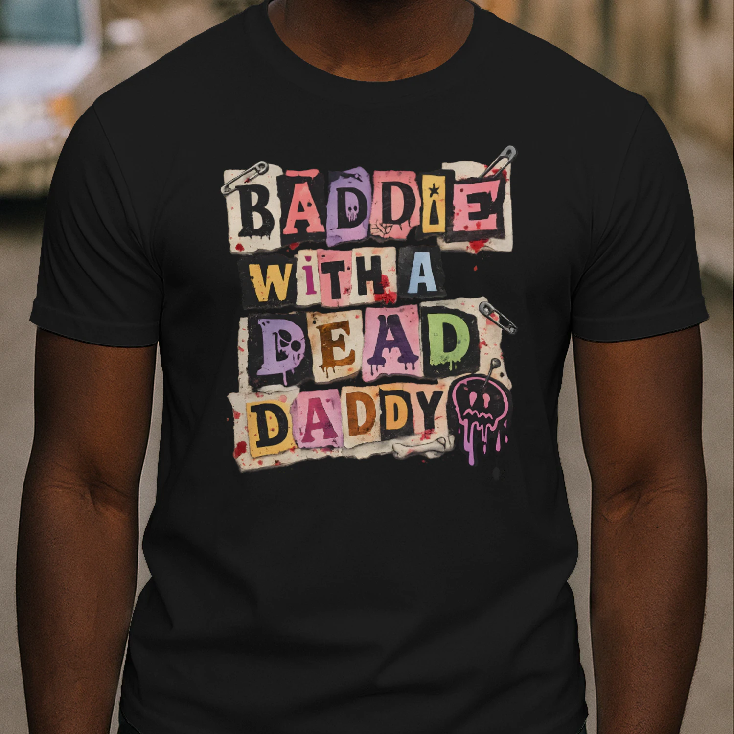 Baddie With A Dead Daddy Shirt For Edgy Girls_Ransom Note Dark Humor Lover Alt Aesthetic 