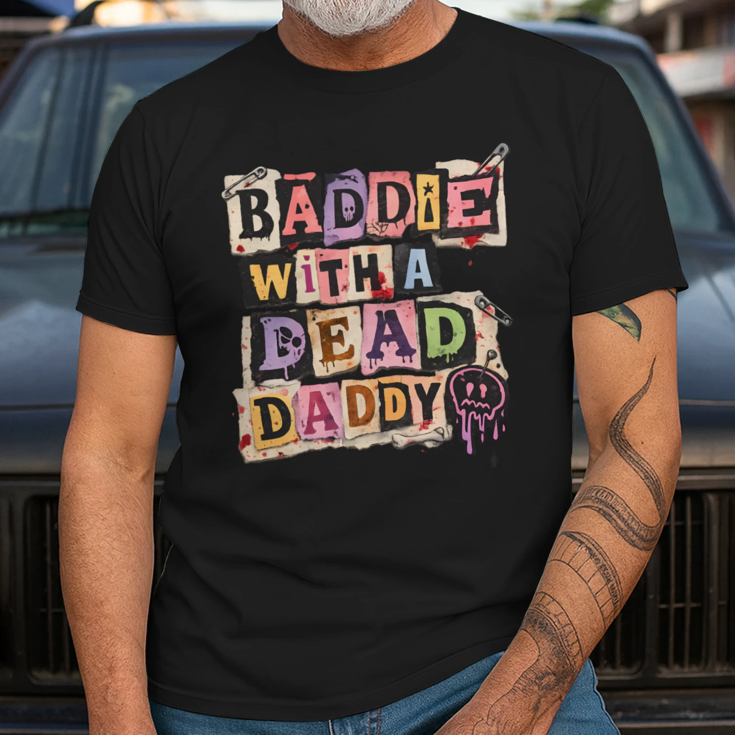 Baddie With A Dead Daddy Shirt For Edgy Girls_Ransom Note Dark Humor Lover Alt Aesthetic 