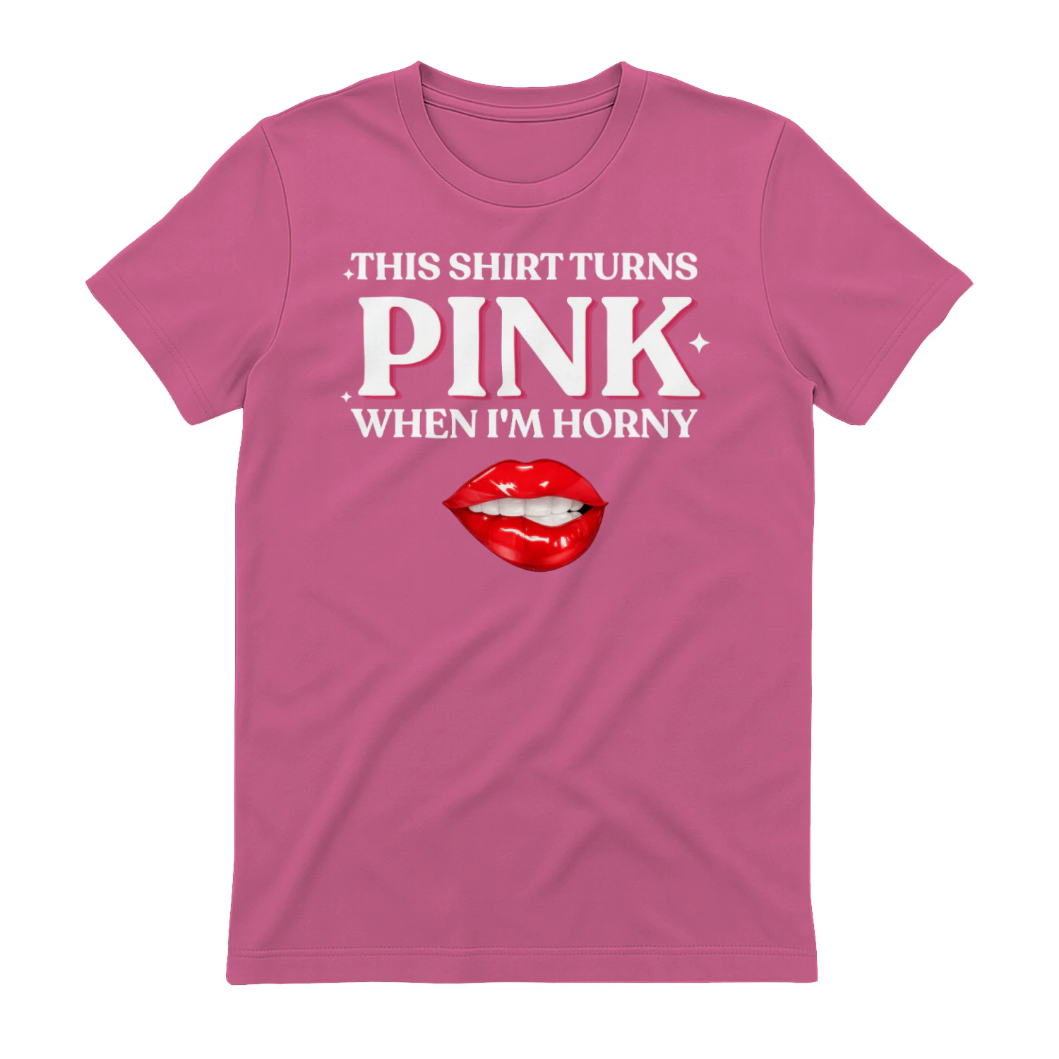 This Shirt Turns Pink when I'm Horny Tee For Hot Girls, Lips Biting Shirt, Adult Humor Gag Gift, Funny Inappropriate Tee,Womens Red Lips Tee