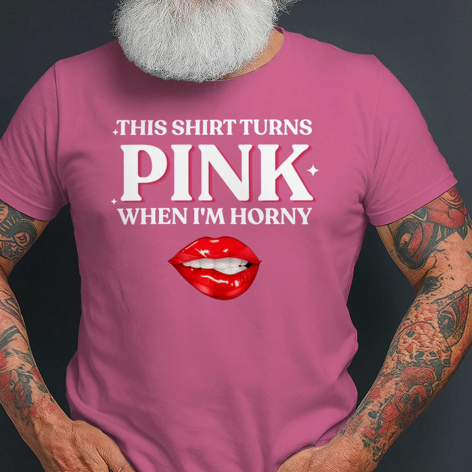 This Shirt Turns Pink when I'm Horny Tee For Hot Girls, Lips Biting Shirt, Adult Humor Gag Gift, Funny Inappropriate Tee,Womens Red Lips Tee