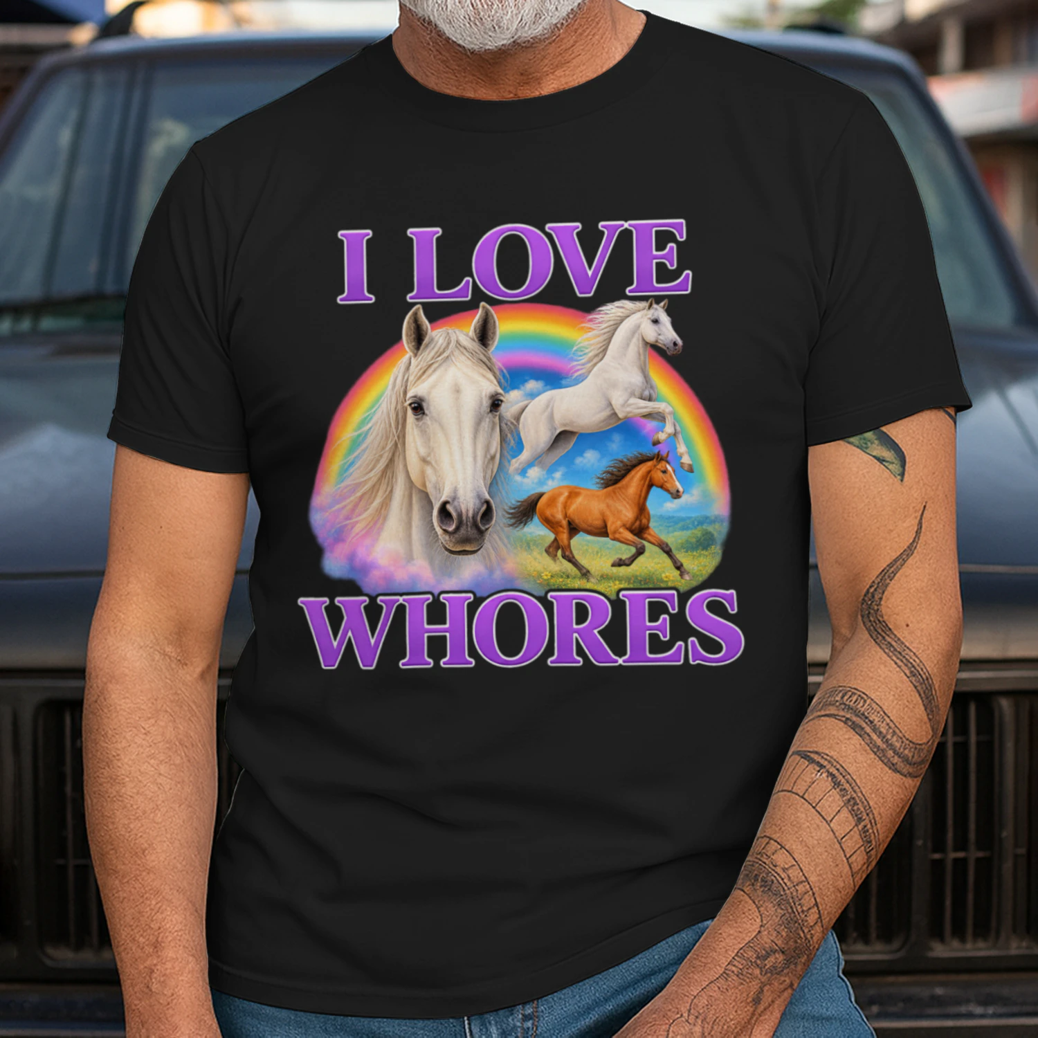 I Love Whores Unhinged Gen Z Brainrot Dark Humor Meme Cringe Unisex T-shirt
