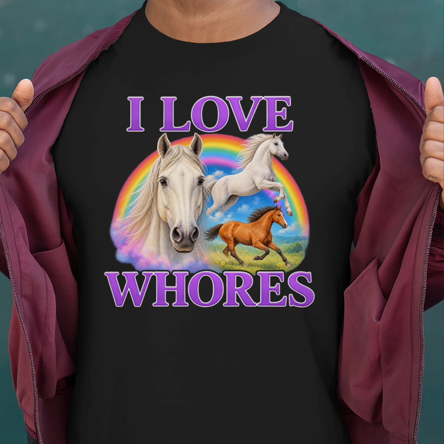 I Love Whores Unhinged Gen Z Brainrot Dark Humor Meme Cringe Unisex T-shirt