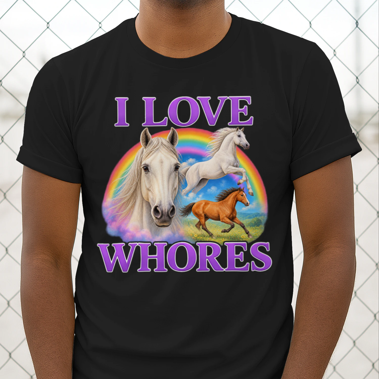 I Love Whores Unhinged Gen Z Brainrot Dark Humor Meme Cringe Unisex T-shirt