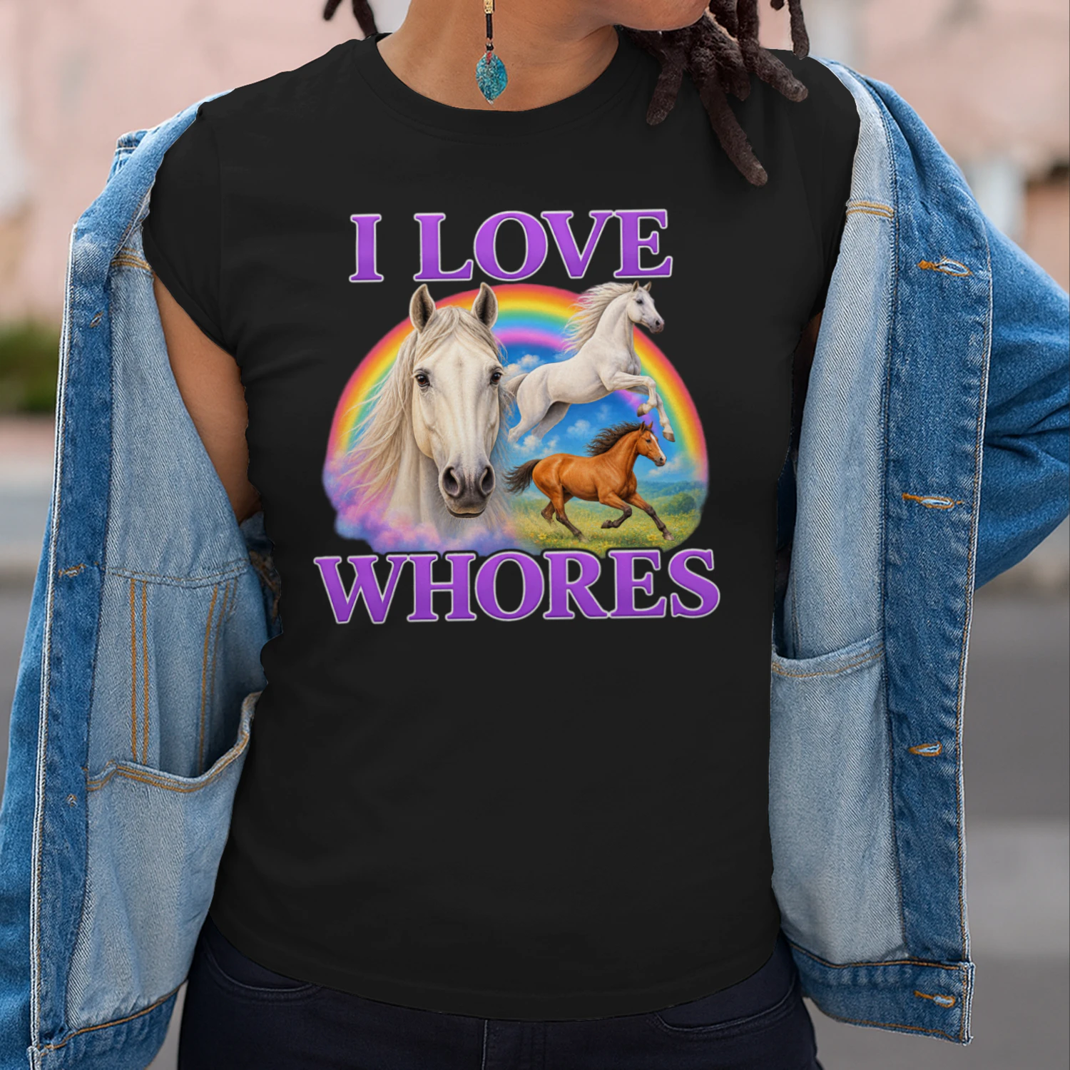 I Love Whores Unhinged Gen Z Brainrot Dark Humor Meme Cringe Unisex T-shirt