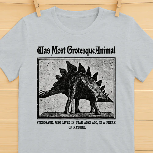 Vintage Stegosaurus Freak of Nature Retro Newspaper Dinosaur