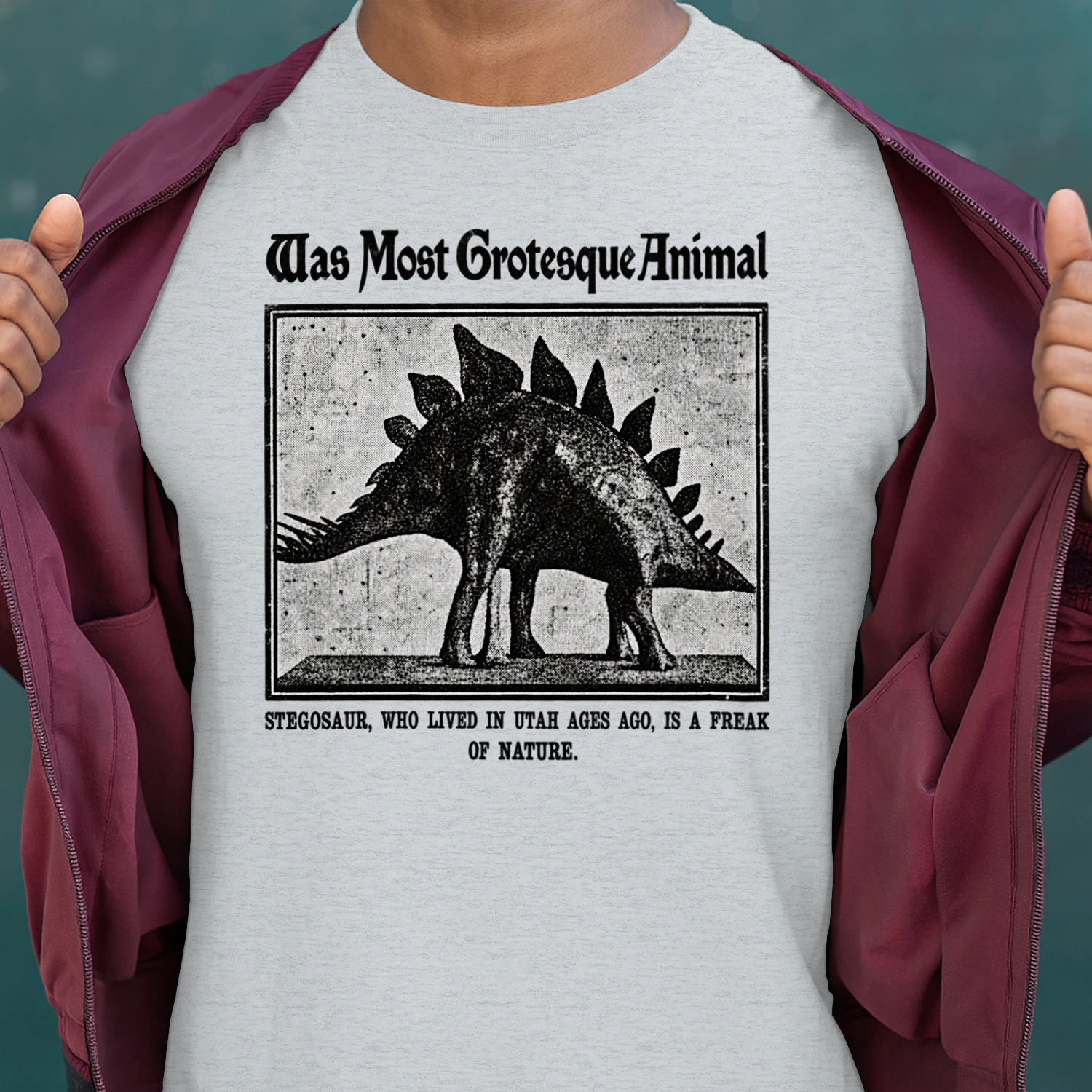 Vintage Stegosaurus Freak of Nature Retro Newspaper Dinosaur Unisex T-shirt