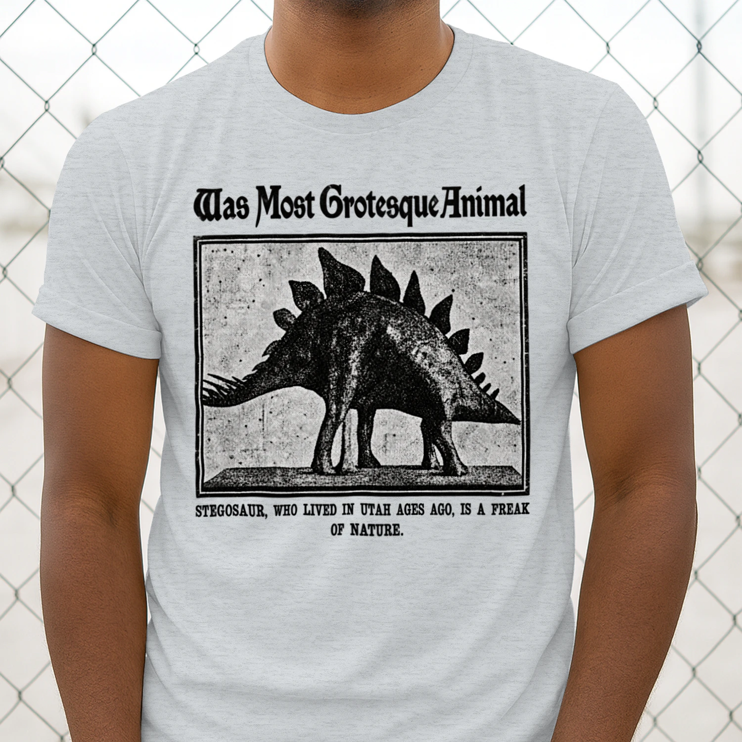 Vintage Stegosaurus Freak of Nature Retro Newspaper Dinosaur Unisex T-shirt
