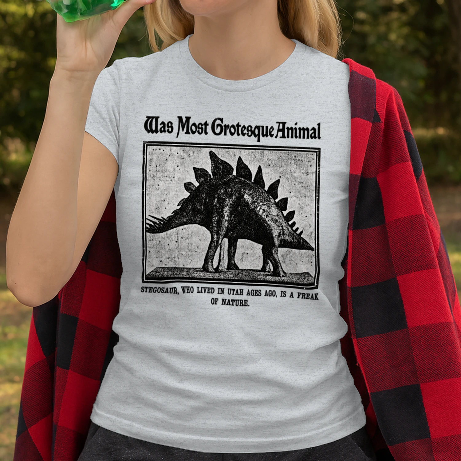 Vintage Stegosaurus Freak of Nature Retro Newspaper Dinosaur Unisex T-shirt
