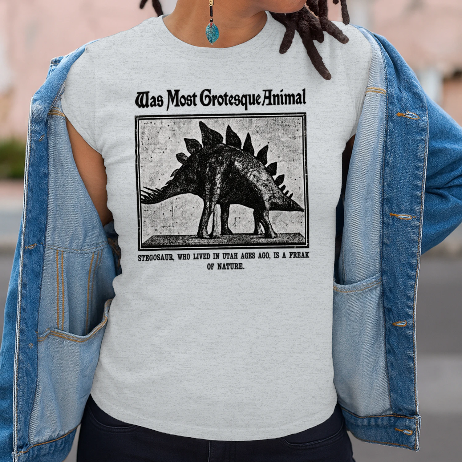 Vintage Stegosaurus Freak of Nature Retro Newspaper Dinosaur Unisex T-shirt