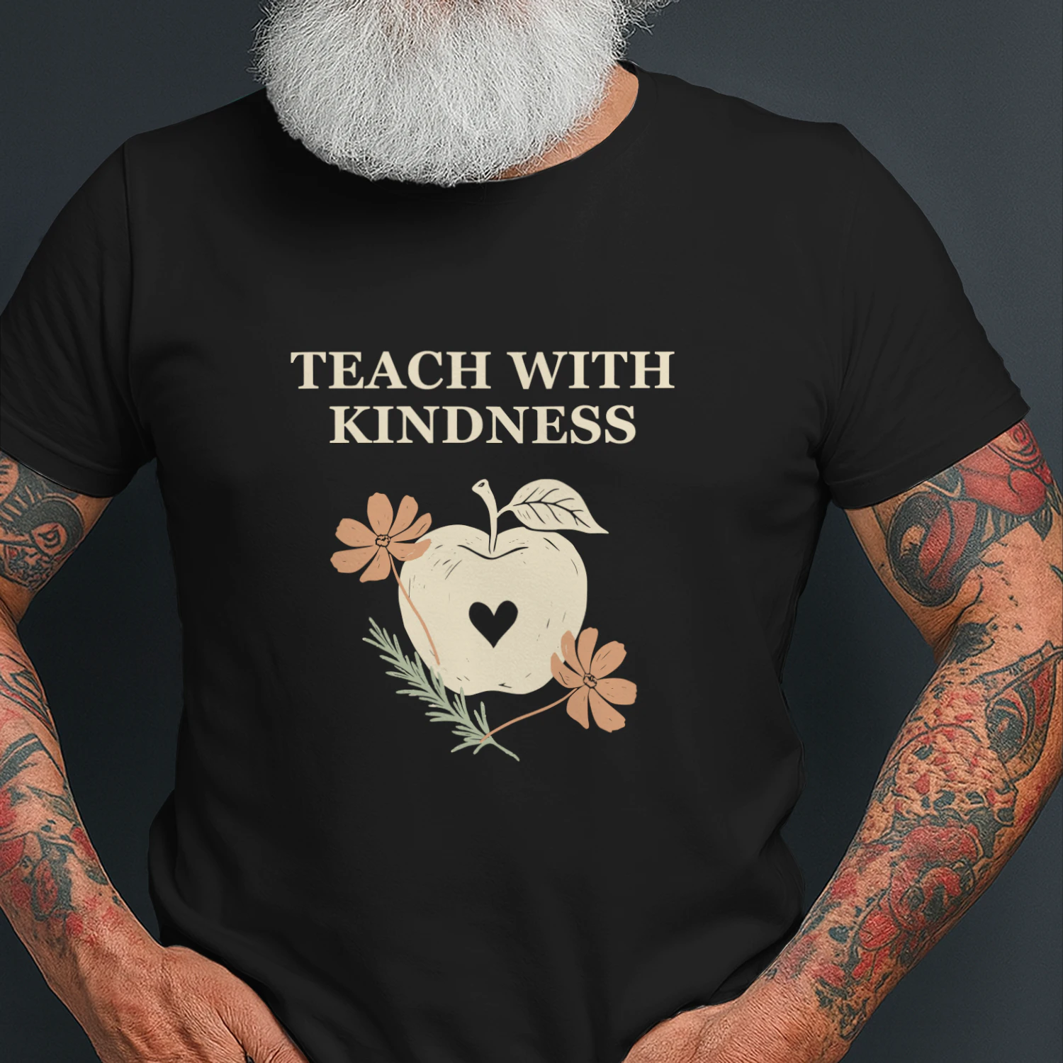 Teach with Kindness — Botanical Apple Teacher Tee