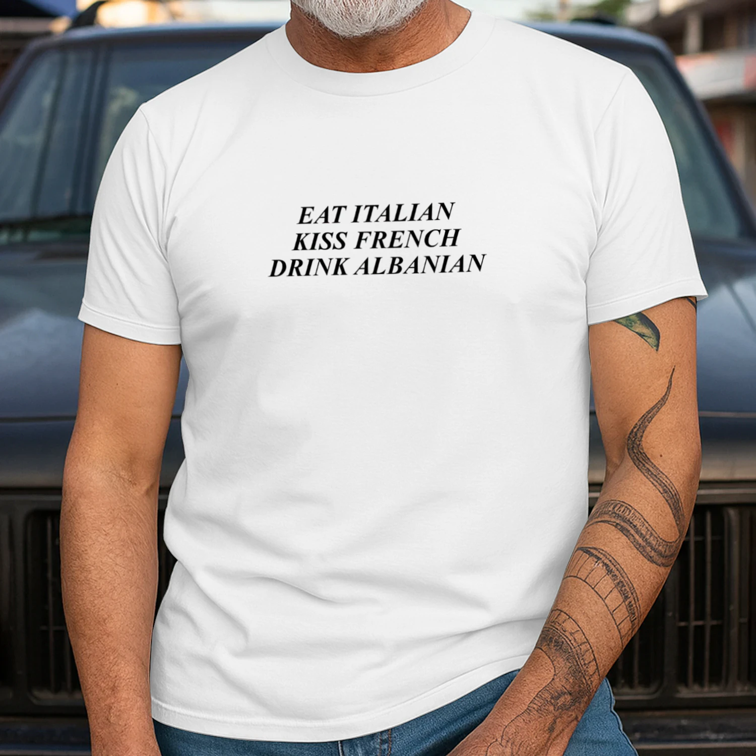 Eat Italian Kiss French Drink Albanian Shirt