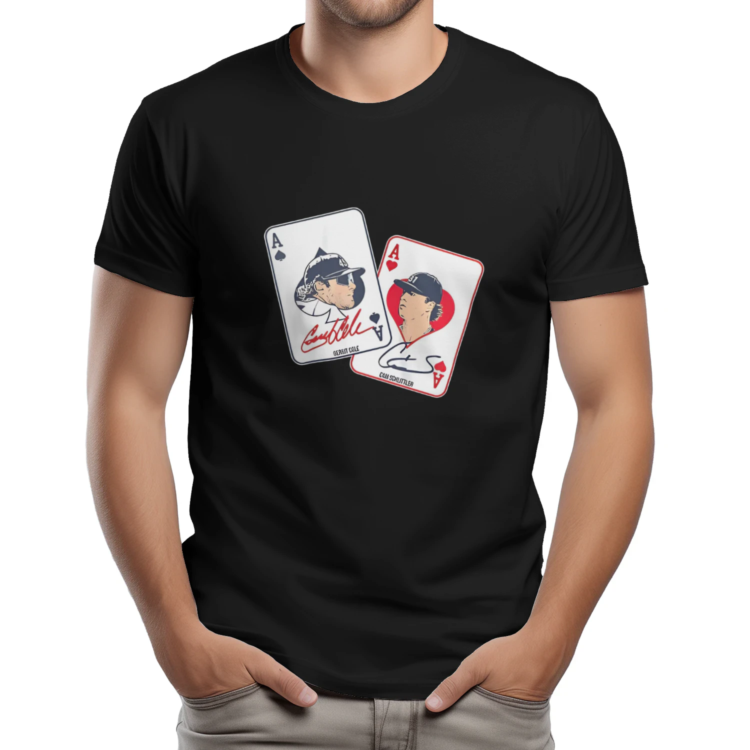 Gerrit Cole and Cam Schlittler New York Yankees MLB Aces playing card signature shirt