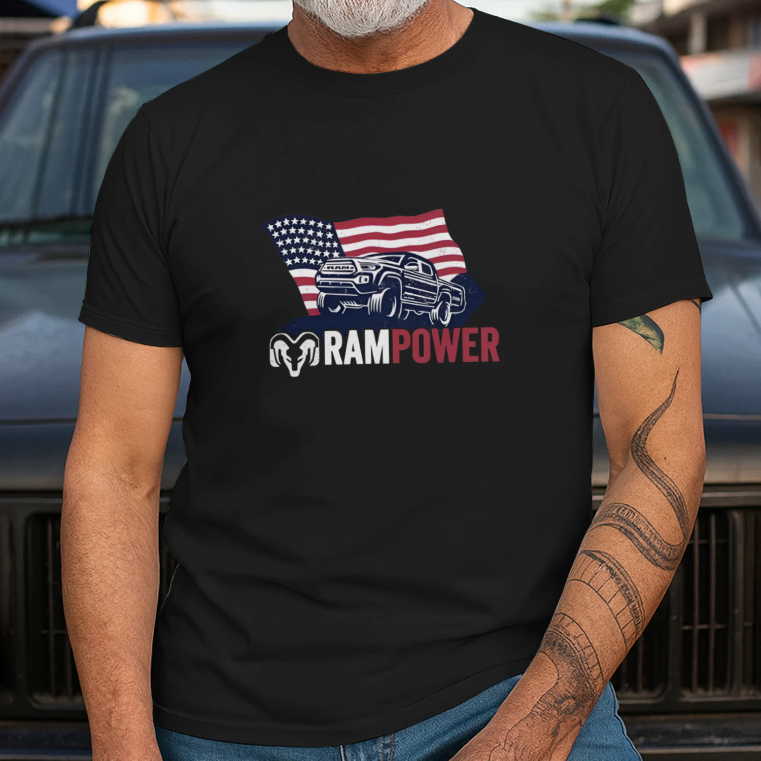 Ram Power Toyota Tacoma American flag shirt