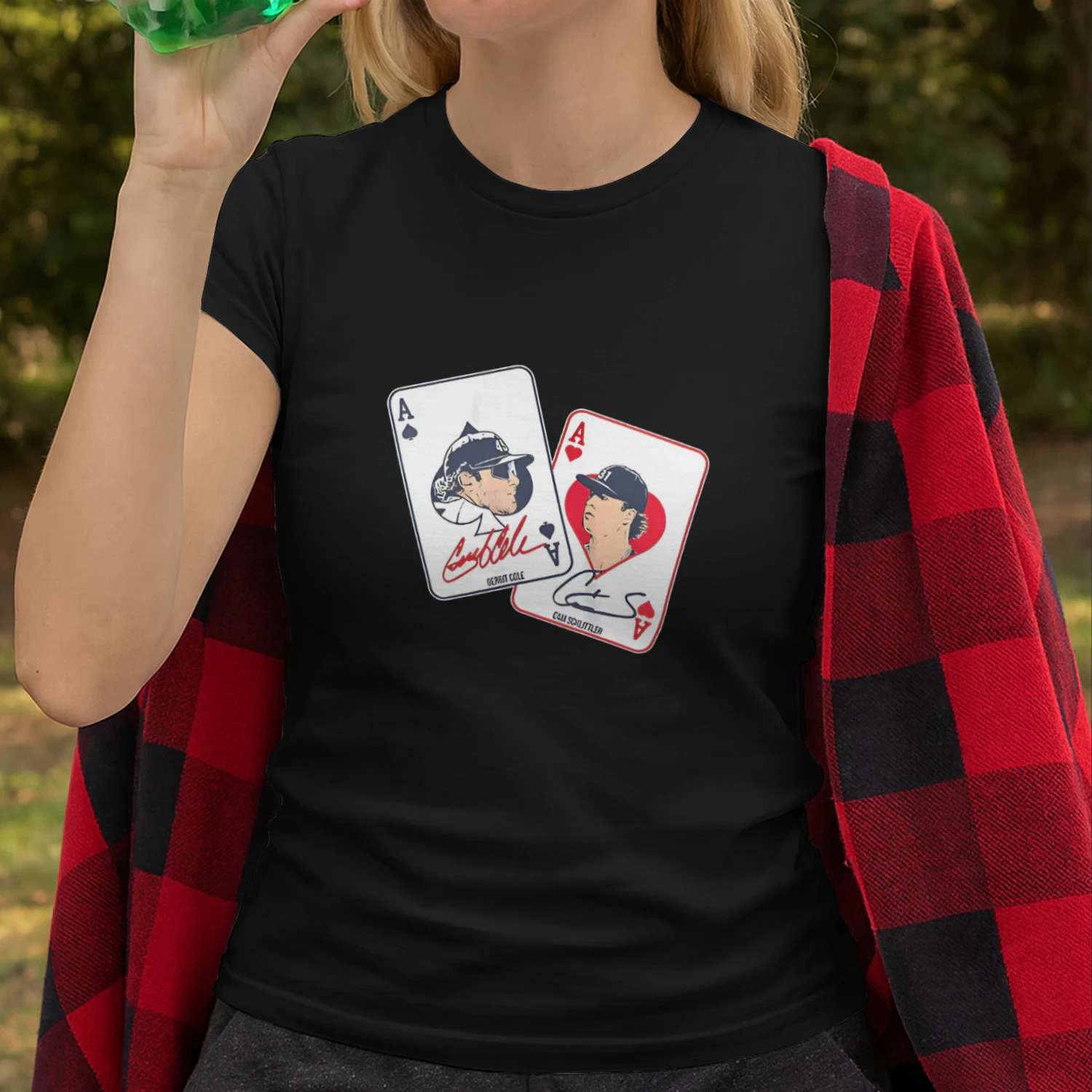 Gerrit Cole and Cam Schlittler New York Yankees MLB Aces playing card signature shirt