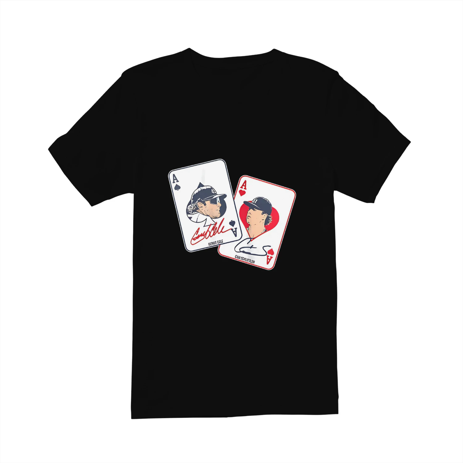 Gerrit Cole and Cam Schlittler New York Yankees MLB Aces playing card signature shirt