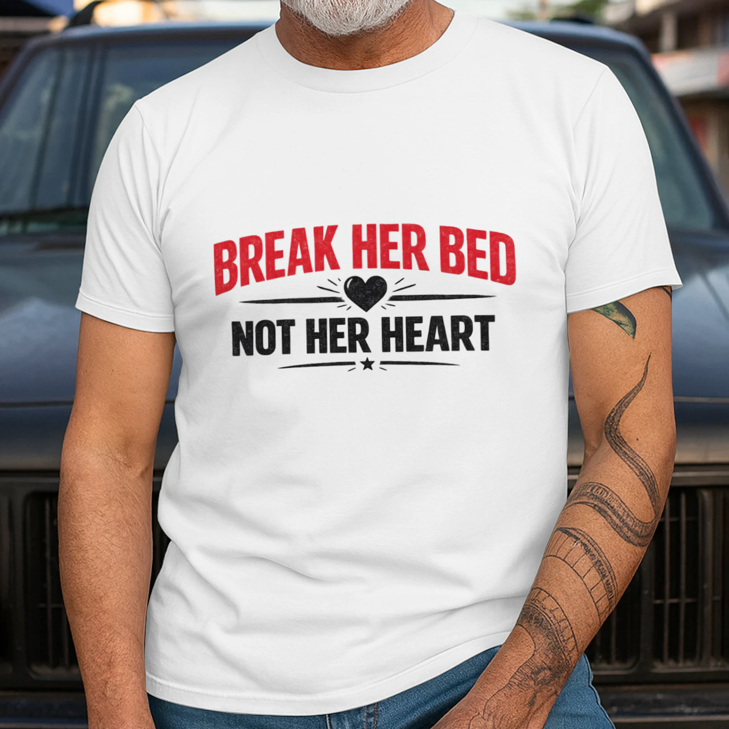Break Her Bed Not Her Heart Funny Vintage